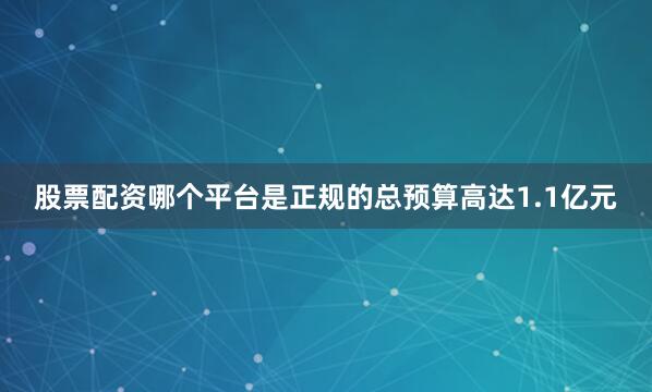 股票配资哪个平台是正规的总预算高达1.1亿元