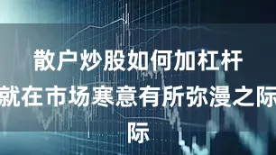 散户炒股如何加杠杆 就在市场寒意有所弥漫之际