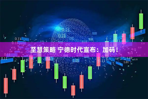 至慧策略 宁德时代宣布：加码！